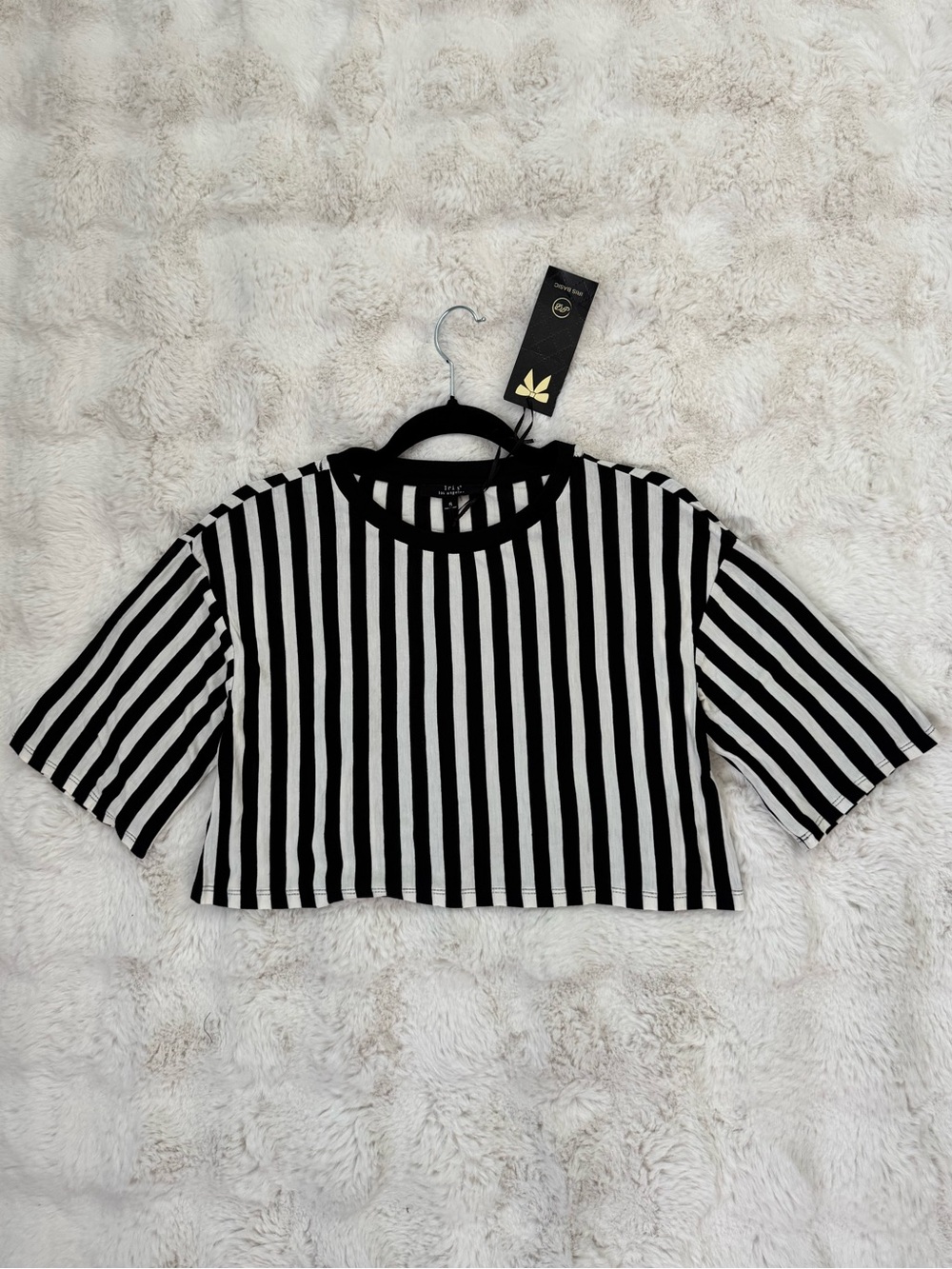 iris Los Angeles Black and White Striped Crewneck Tee